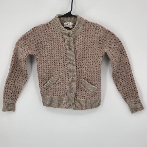 Vtg Alps 100% wool Cardigan sweater birdseye pattern Houndstooth New England Lg - Picture 1 of 12